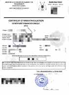 Certificat de l'Identifiant Financier Unique (IFU) 